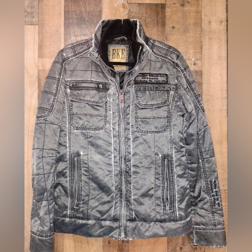 BKE buckle Vintage 67 Men's Charcoal Gray Quilted Slim Fit Jacket Size Small